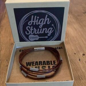 Brown and Silver Leather Bracelet